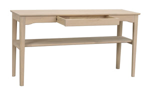 Skrivbord i ljust trä med utdragbar låda och hylla, skandinavisk design