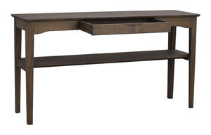 Skrivbord i mörk ek med utdragbar låda och hylla, skandinavisk design