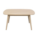 Runt soffbord i ljust trä med fyra ben och naturlig träyta, modern skandinavisk design