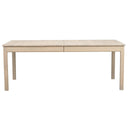 Bänk med stoppad sits i beige tyg och ljust trä, perfekt för matbord eller hall