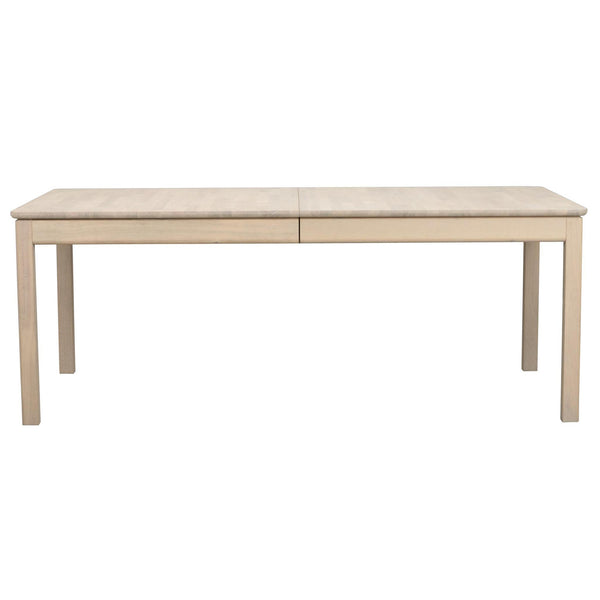 Bänk med stoppad sits i beige tyg och ljust trä, perfekt för matbord eller hall