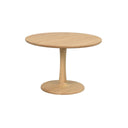 Runt soffbord i ljust trä med pedestal och rundfot