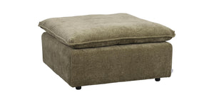 Grön corduroy fotpall med förvaringsurymme och avtagbar dyna